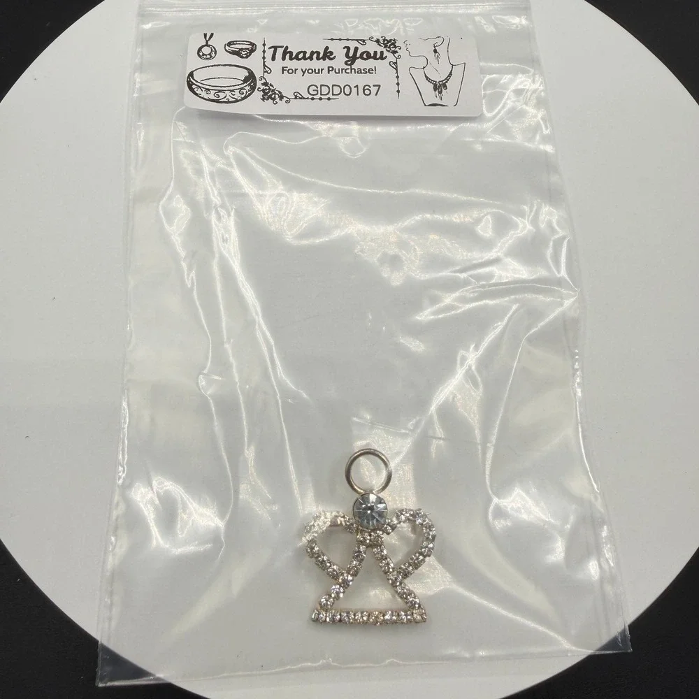 Rhinestone Angel Brooch Silver Tone Halo Christmas Holiday Statement Gift Pin